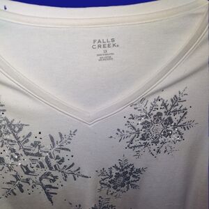 Plus Size Snowflake Sparkling Top Falls Creek 1X Long Sleeve